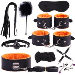 double color plush bondage kit 10 pcs