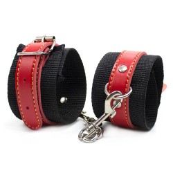 pin buckle nylon cuffs with leather belt