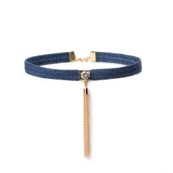 n314 metal tassel denim collar